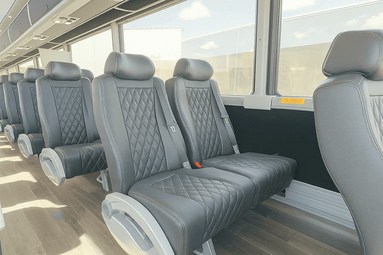 interior of Little Rock Coach Bus Service charter bus