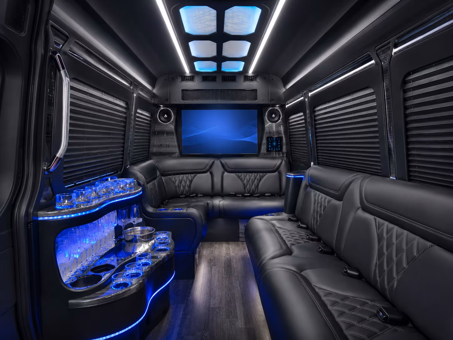 little rock 50 passenger party bus inside