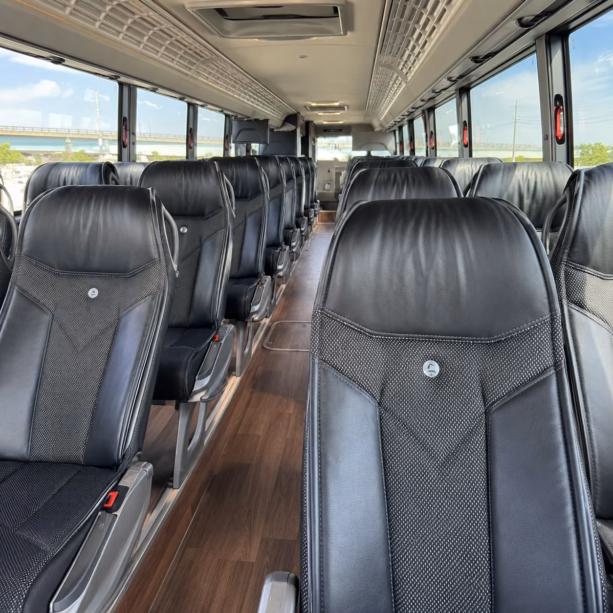 little rock 56 passenger charter bus interior